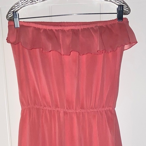 L8ter Floral Strapless Ruffle Maxi Dress Boho Hippie Tropical Size L Resortwear - Picture 5 of 8